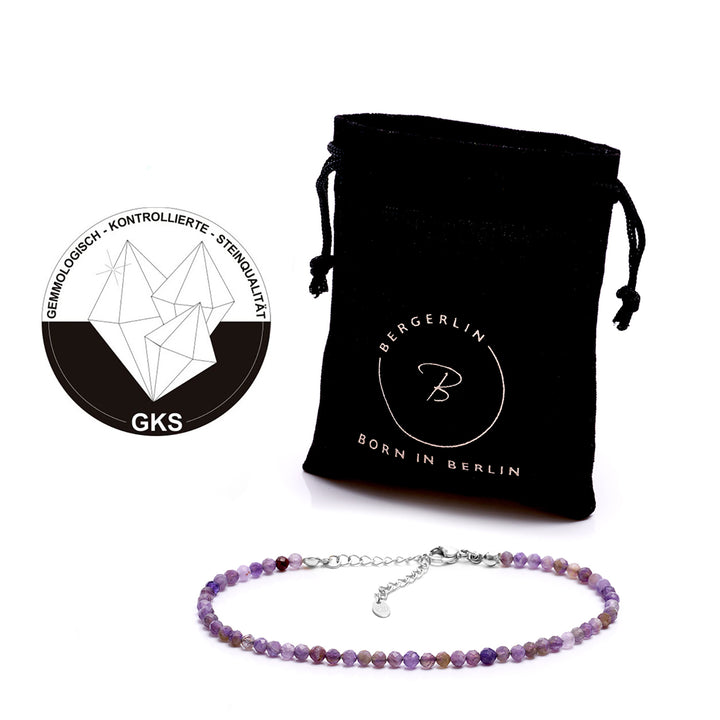 Amethyst Naturstein Perlen Fußkette mit Verschluss