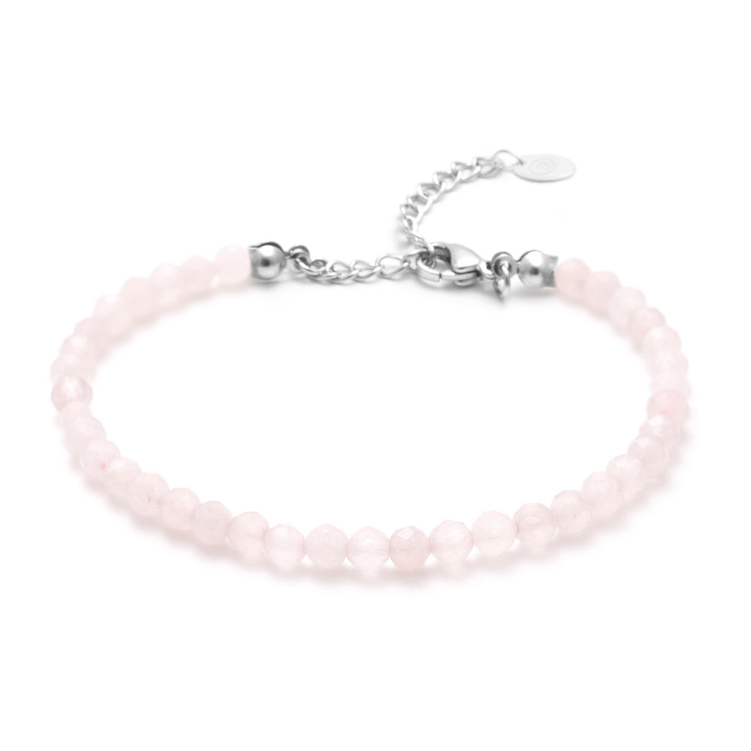 Rose Quartz Natural Stone Pearl Anklet with Clasp (Quartzite, Color Treated)