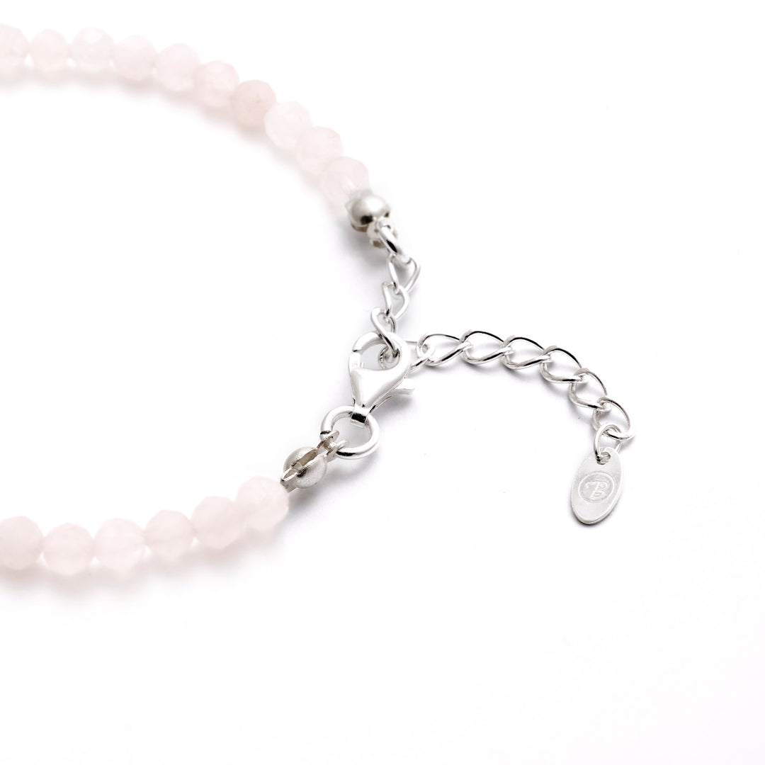 Rose Quartz Natural Stone Pearl Anklet with Clasp (Quartzite, Color Treated)