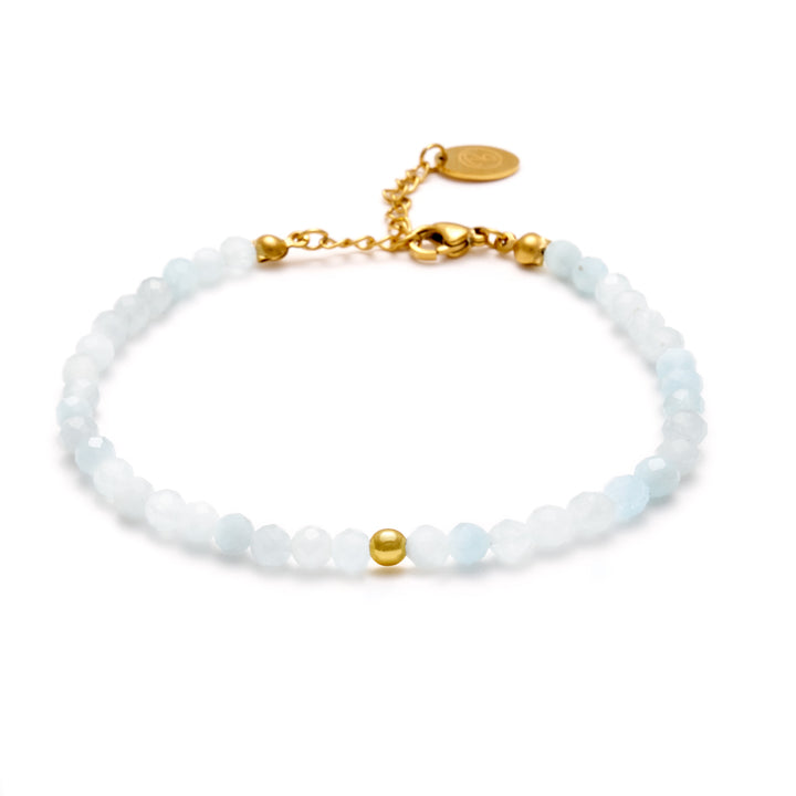 Aquamarin Naturstein Perlen Armband mit Verschluss