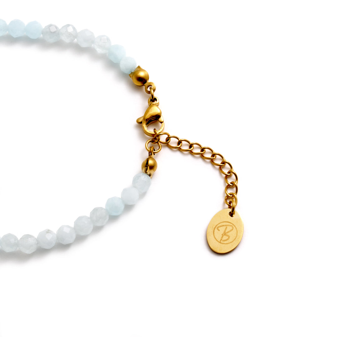 Aquamarin Naturstein Perlen Armband mit Verschluss