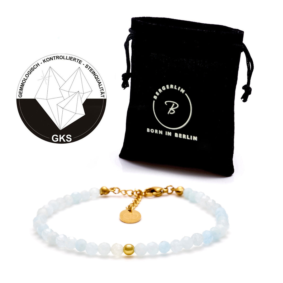 Aquamarin Naturstein Perlen Armband mit Verschluss