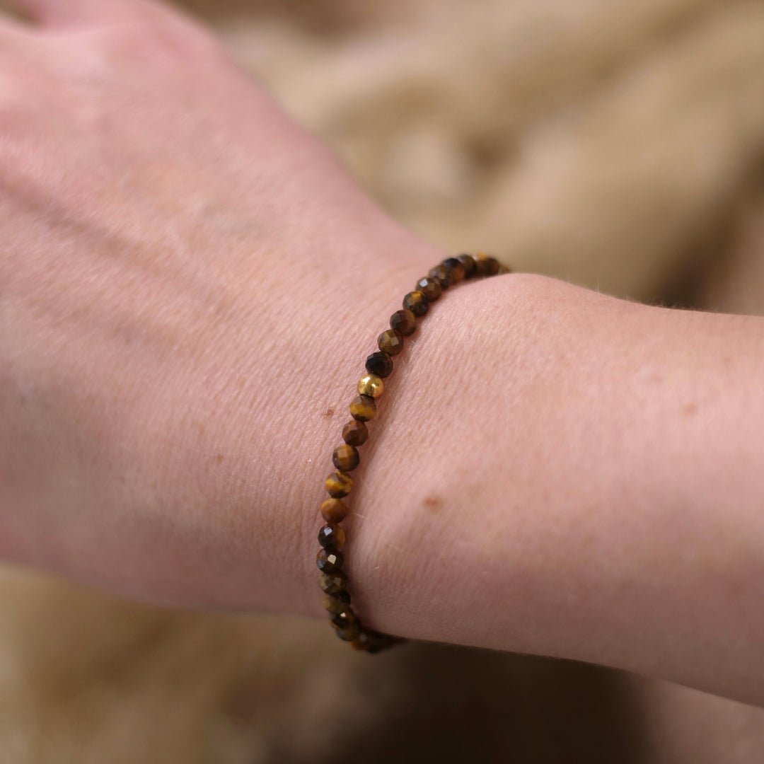 Tigerauge Naturstein Perlen Armband mit Verschluss