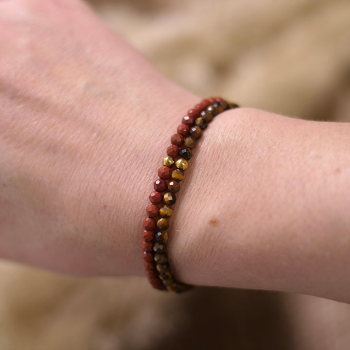 Tigerauge Naturstein Perlen Armband mit Verschluss