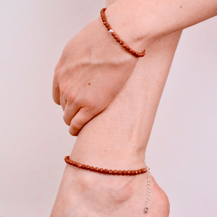 Jasper Natural Stone Pearl Anklet with  Clasp