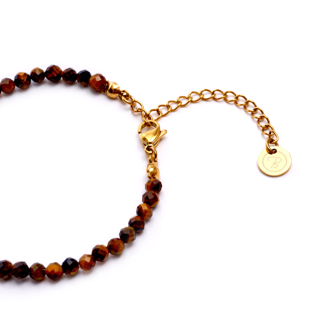 Tiger Eye Natural Stone Pearl Anklet with Clasp