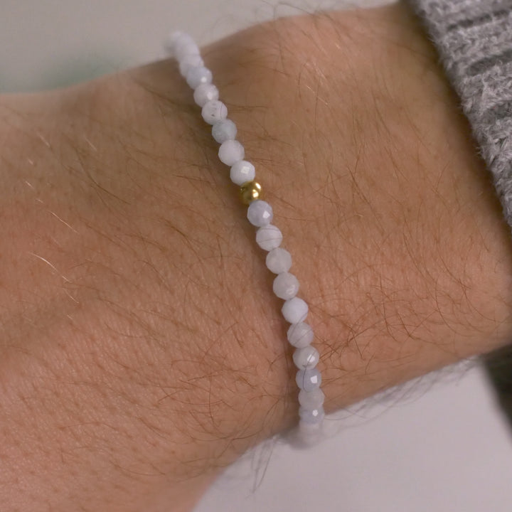 Aquamarin Naturstein Perlen Armband mit Verschluss