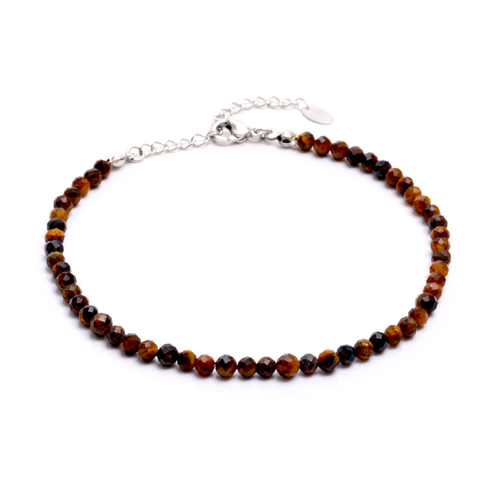 Tiger Eye Natural Stone Pearl Anklet with Clasp