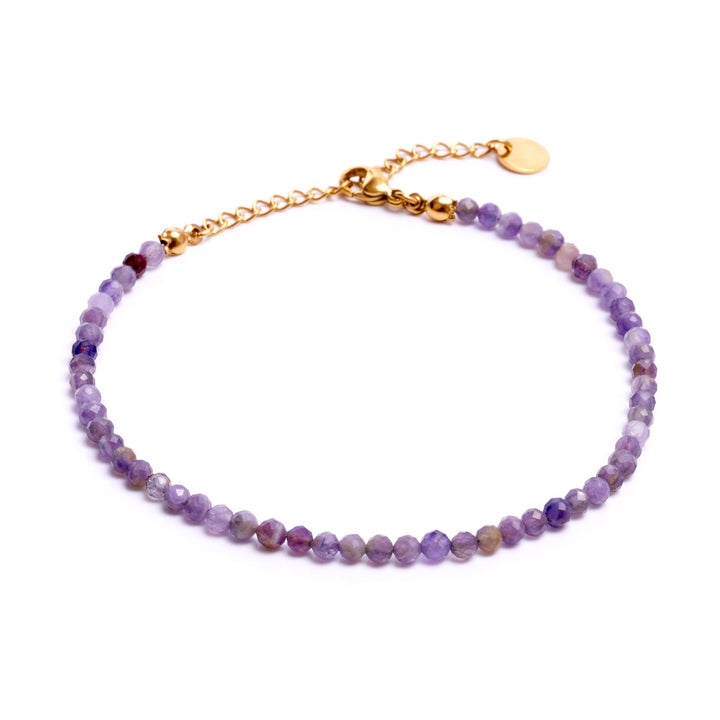 Amethyst Naturstein Perlen Fußkette mit Verschluss