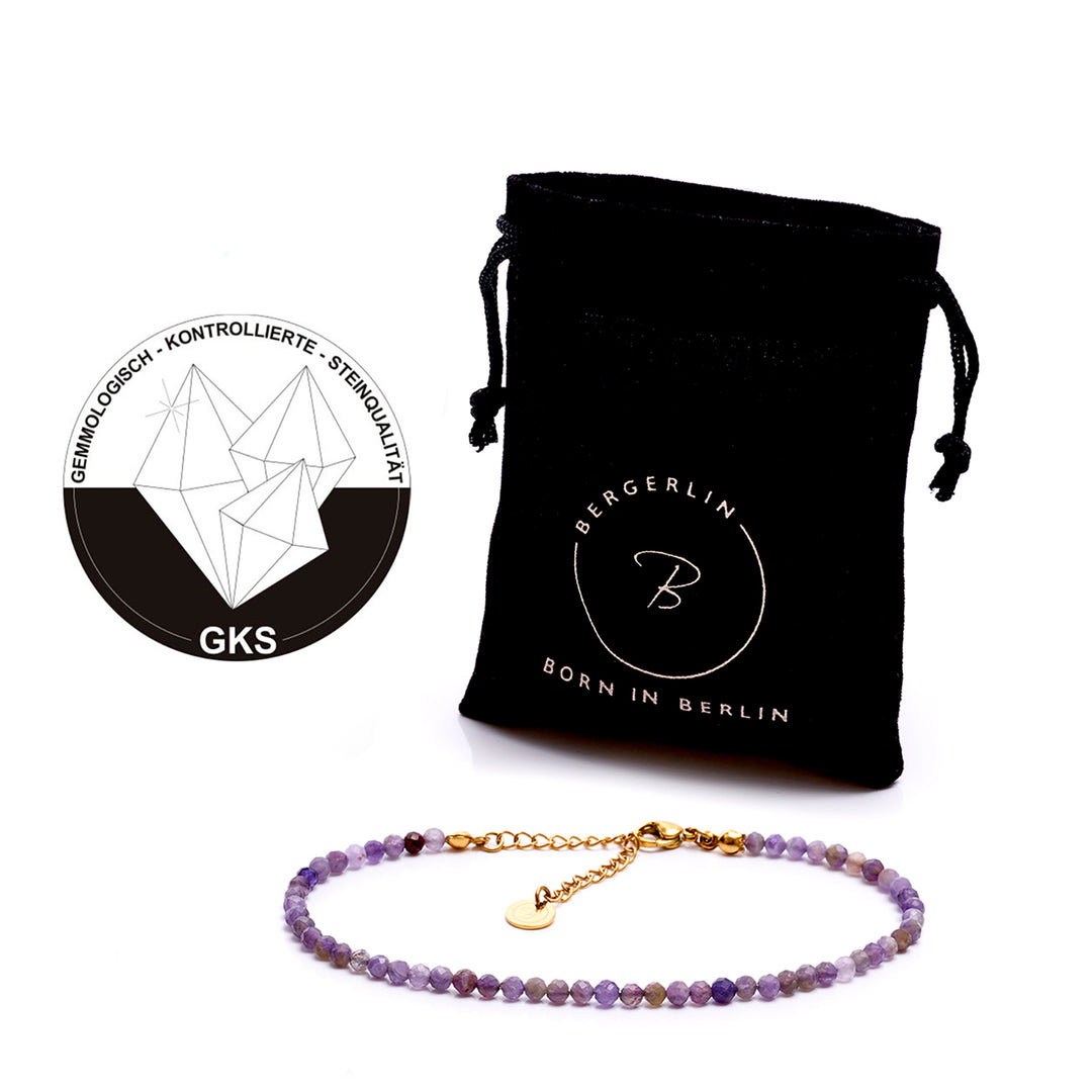 Amethyst Naturstein Perlen Fußkette mit Verschluss