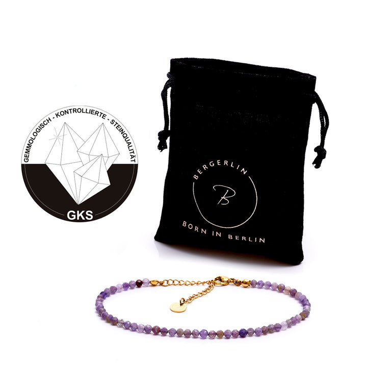 Amethyst Naturstein Perlen Fußkette mit Verschluss