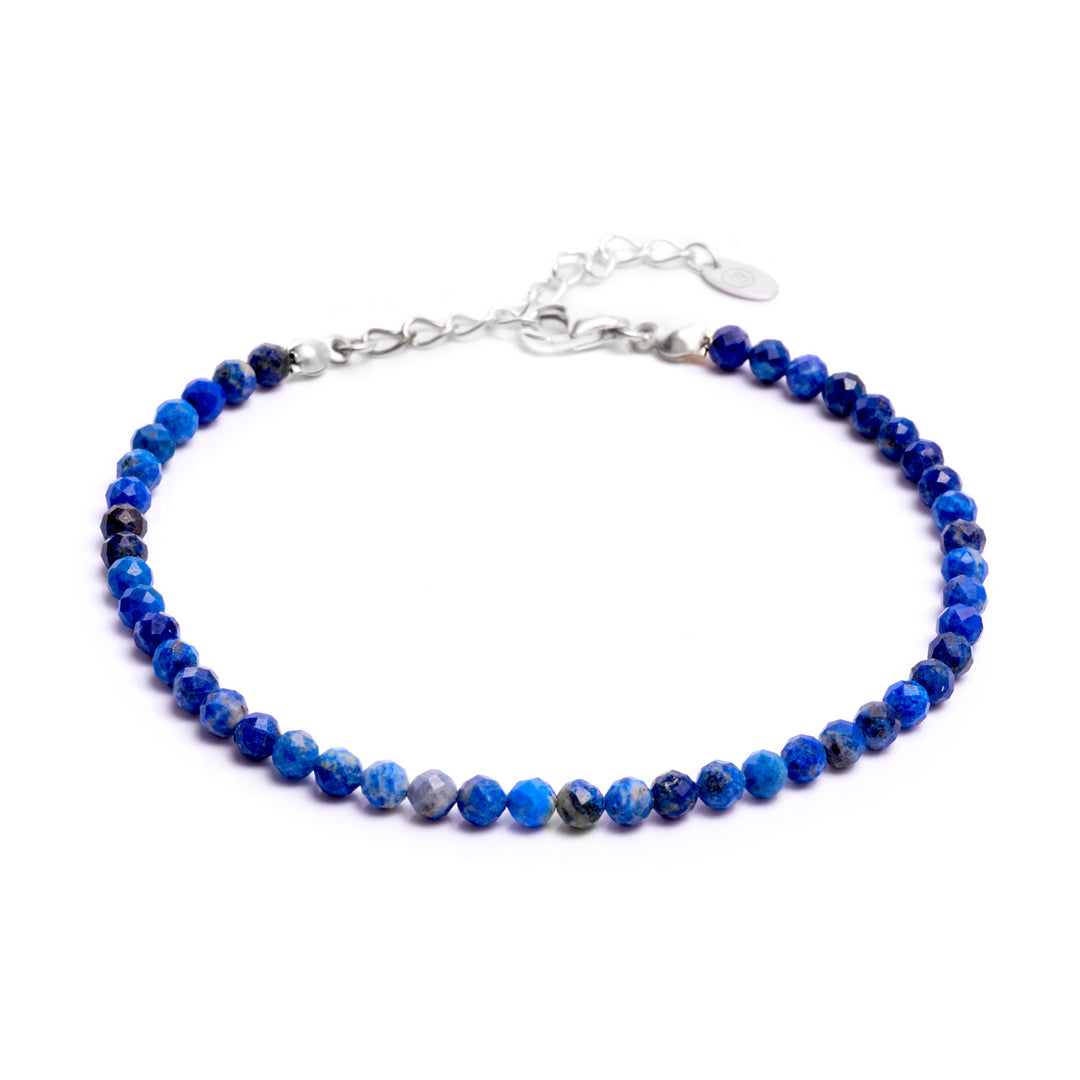 Lapislazuli Naturstein Perlen Fußkette mit Verschluss