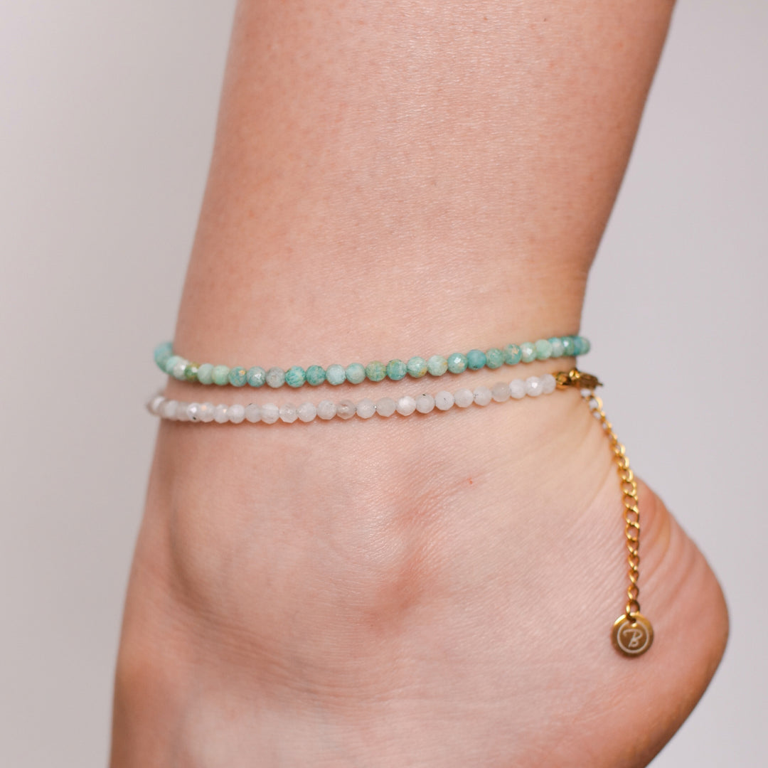 Moonstone Natural Stone Pearl Anklet with Clasp