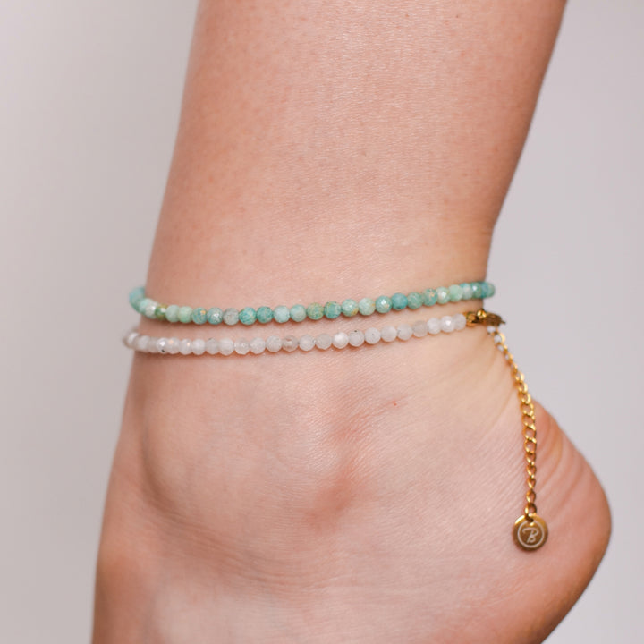 Moonstone Natural Stone Pearl Anklet with Clasp