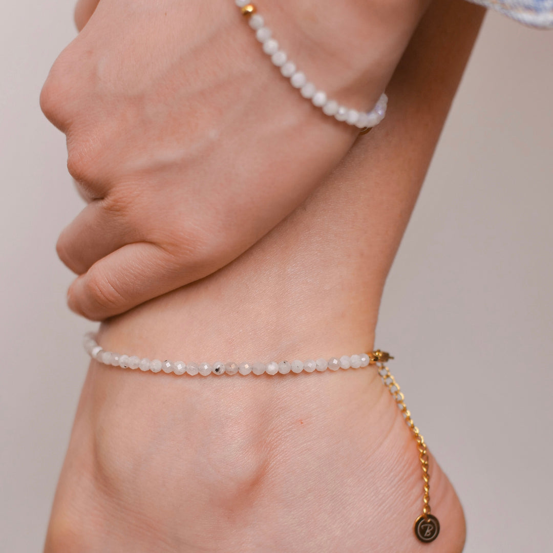 Moonstone Natural Stone Pearl Anklet with Clasp