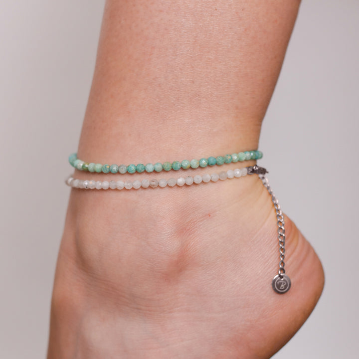 Moonstone Natural Stone Pearl Anklet with Clasp