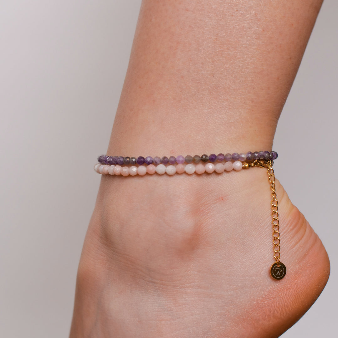 Opal Naturstein Perlen Fußkette mit Verschluss