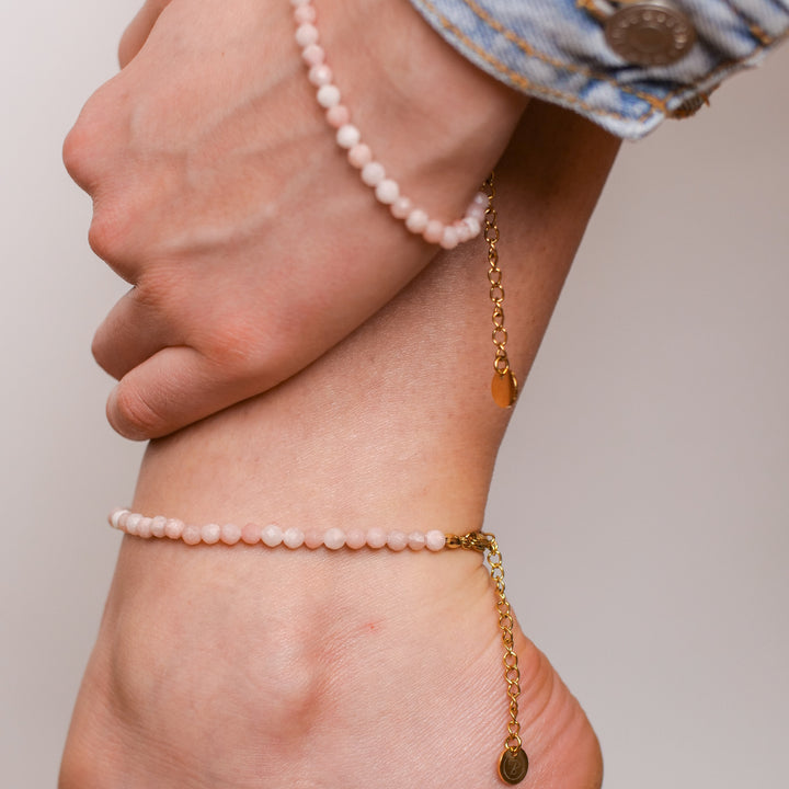 Opal Naturstein Perlen Fußkette mit Verschluss