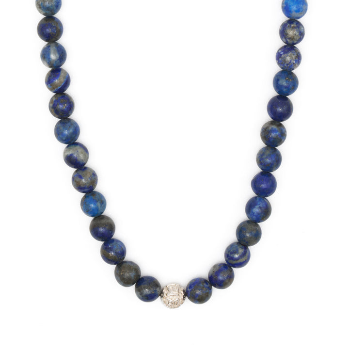 Lapislazuli Natural Stone Necklace with Mantra SilverPearl