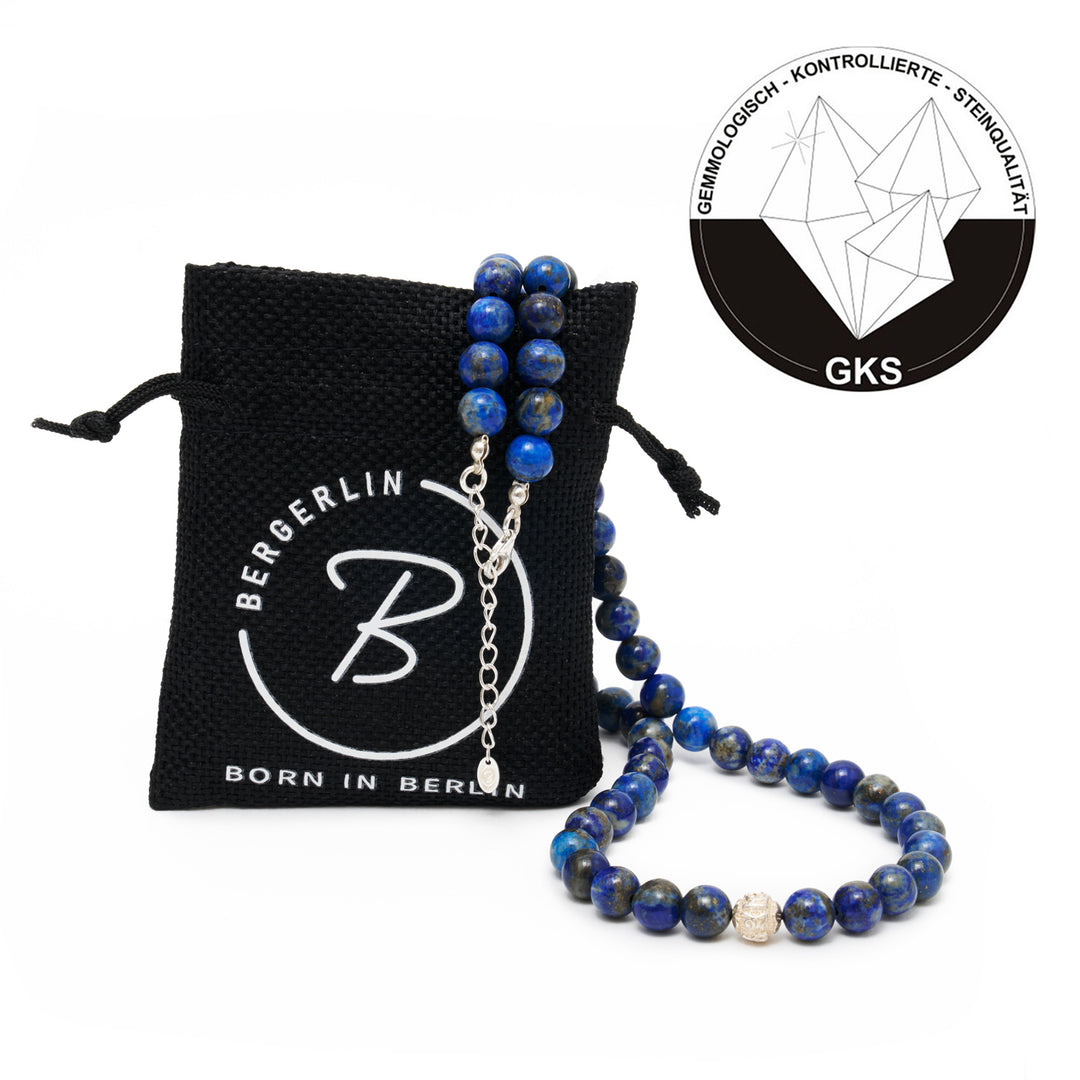 Lapislazuli Natural Stone Necklace with Mantra SilverPearl