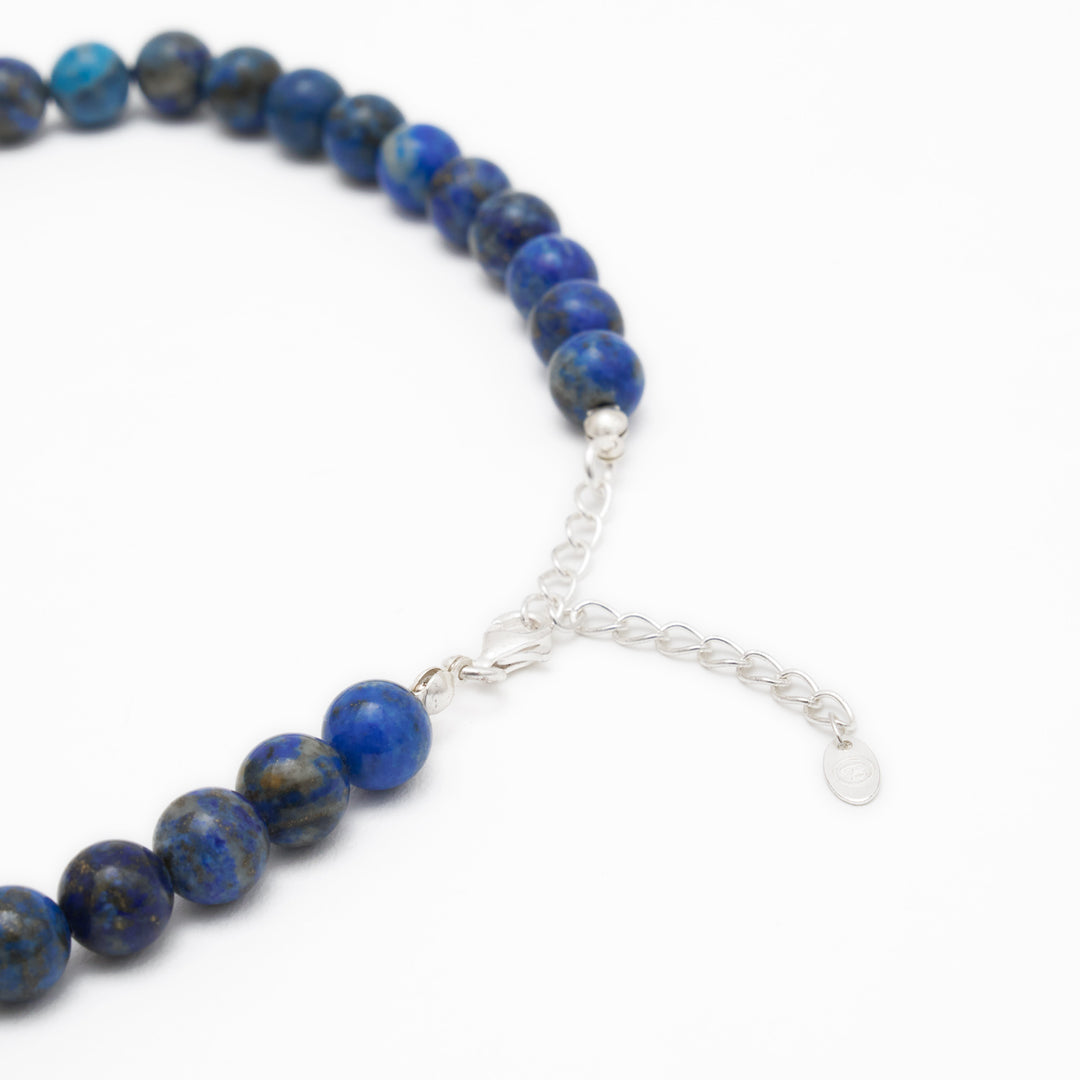 Lapislazuli Natural Stone Necklace with Mantra SilverPearl