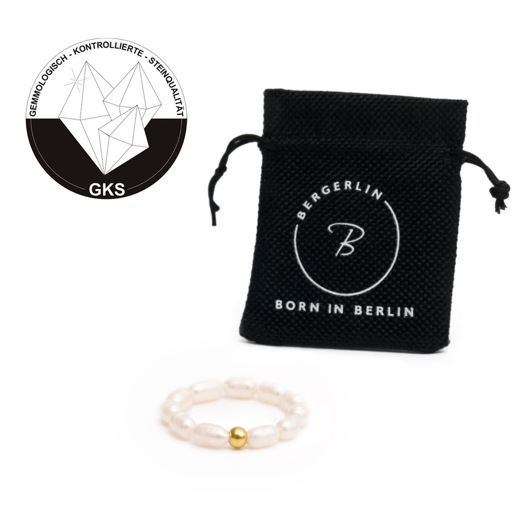 Reis Perlen Ring mit vergoldeter Perle