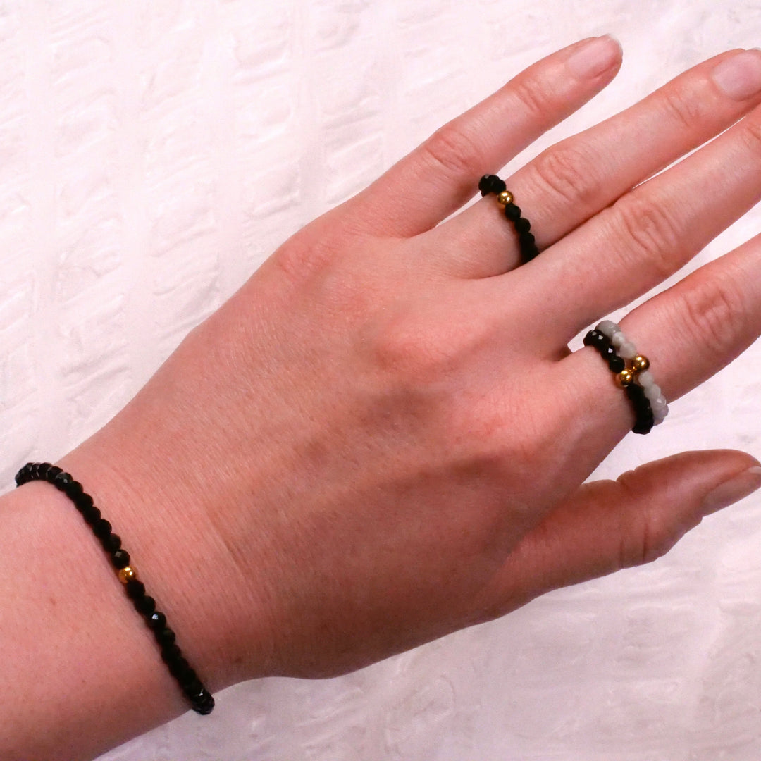 Turmalin Ring mit vergoldeter Perle