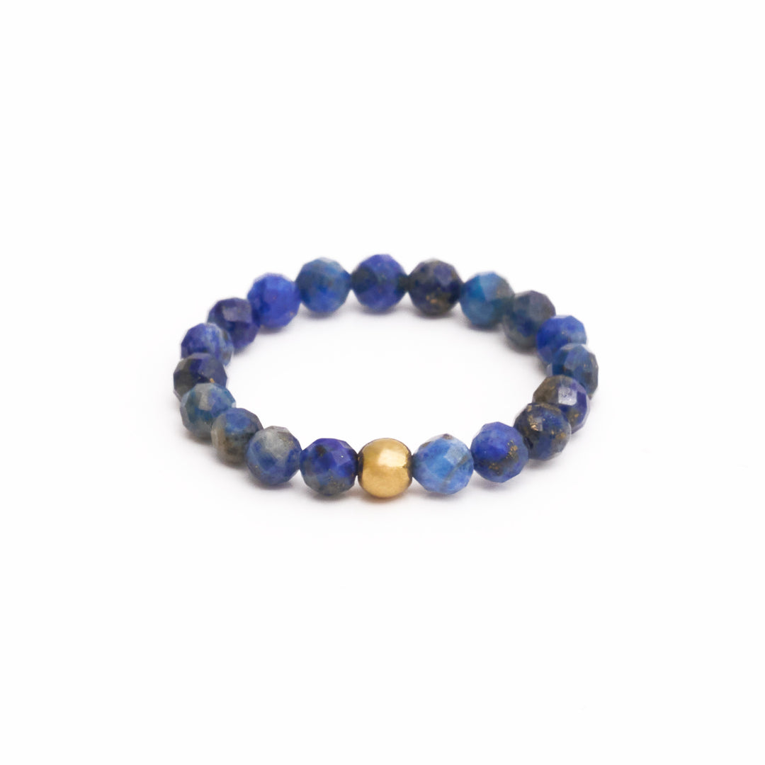 Lapislazuli Ring mit vergoldeter Perle