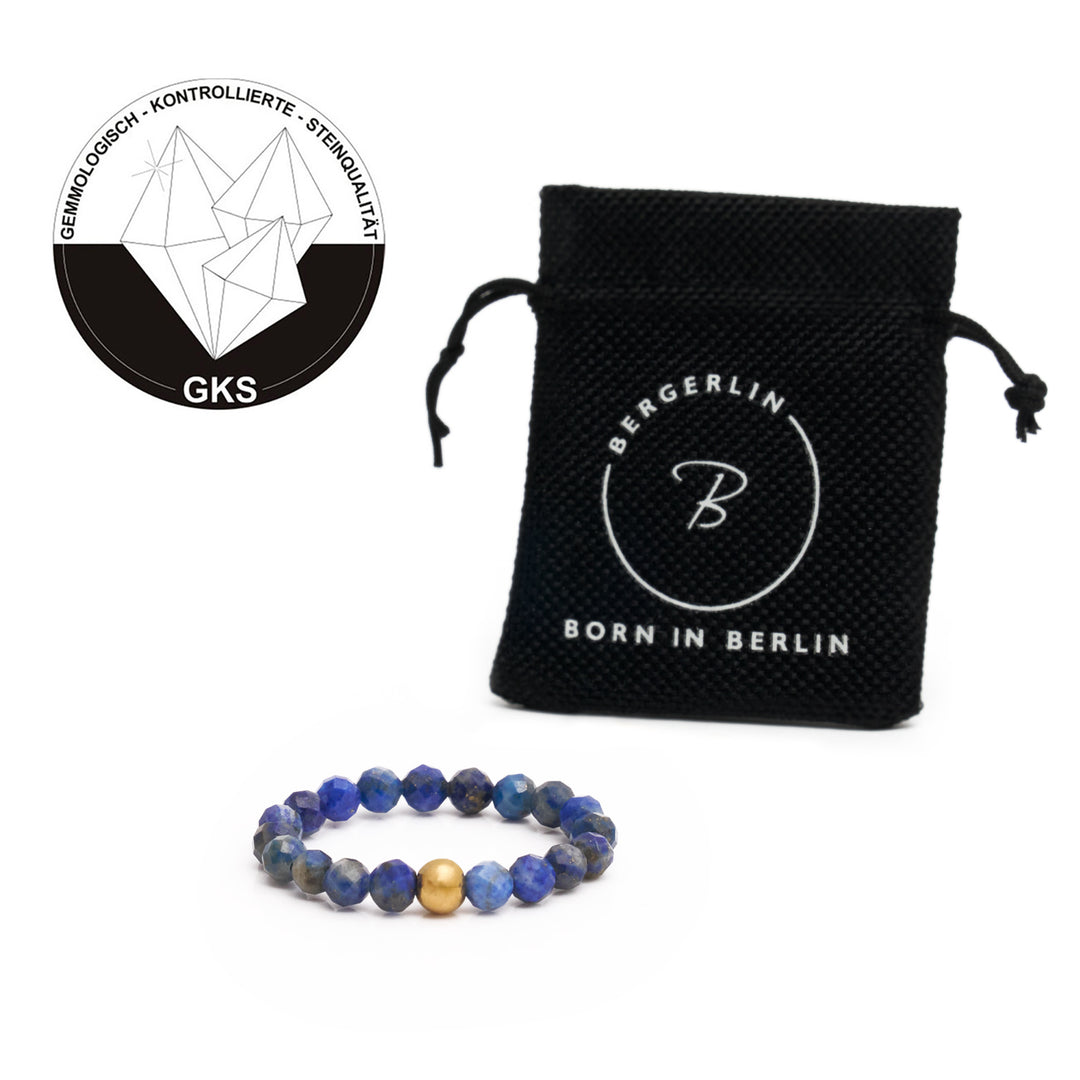 Lapislazuli Ring mit vergoldeter Perle