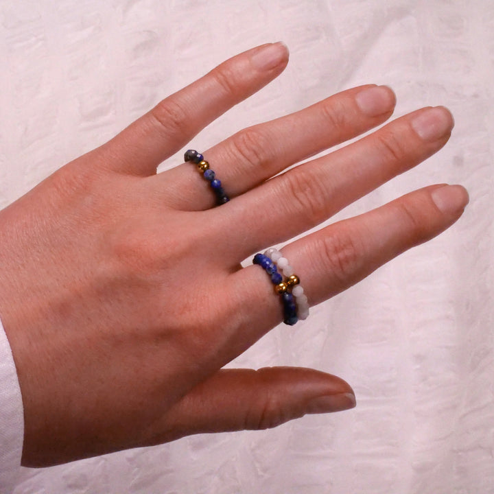 Lapislazuli Ring mit vergoldeter Perle