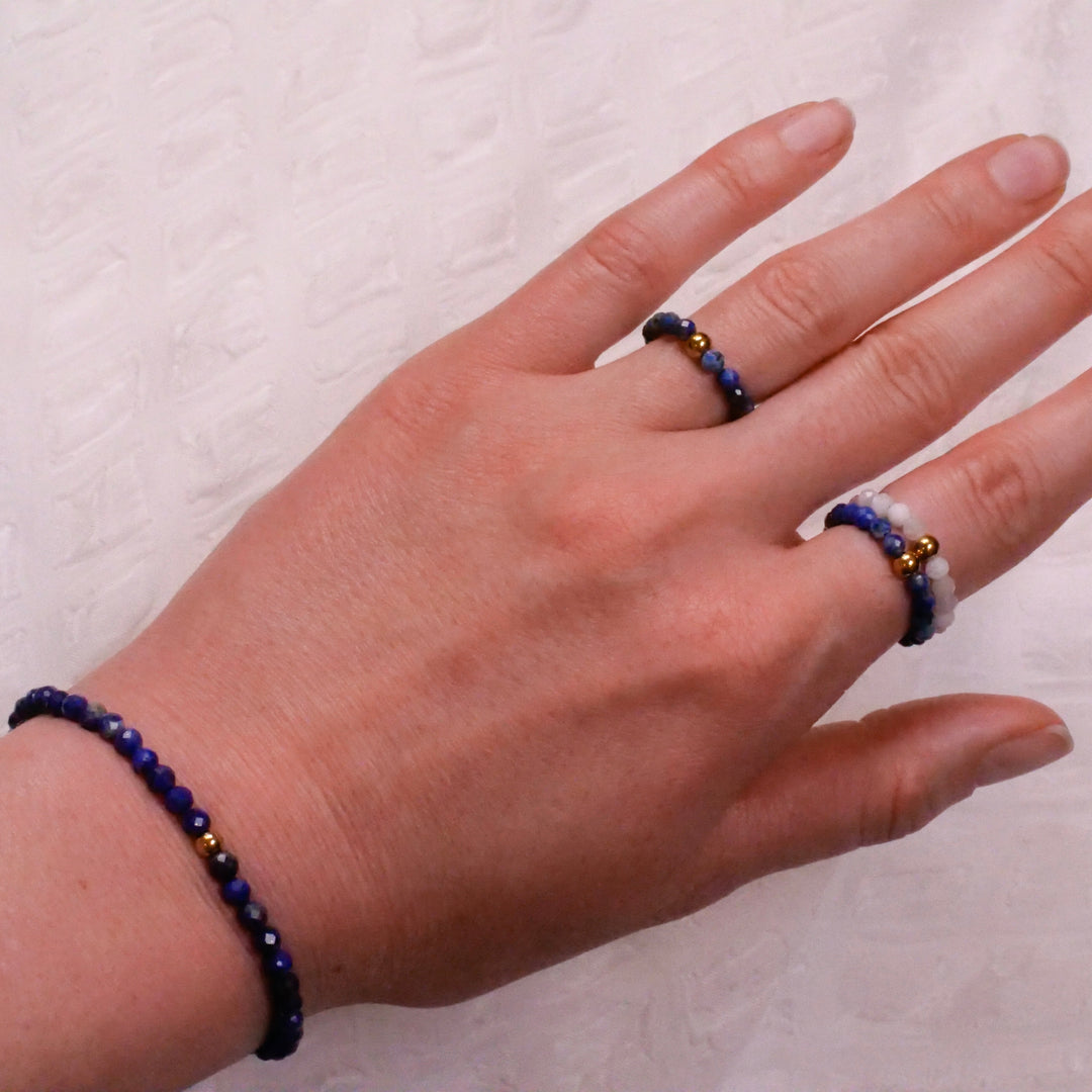 Lapislazuli Ring mit vergoldeter Perle