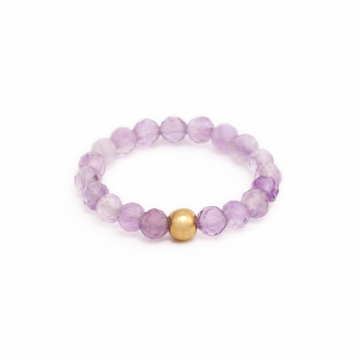 Amethyst Ring with Gold Plated Pearl