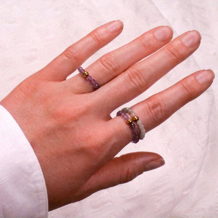 Amethyst Ring with Gold Plated Pearl