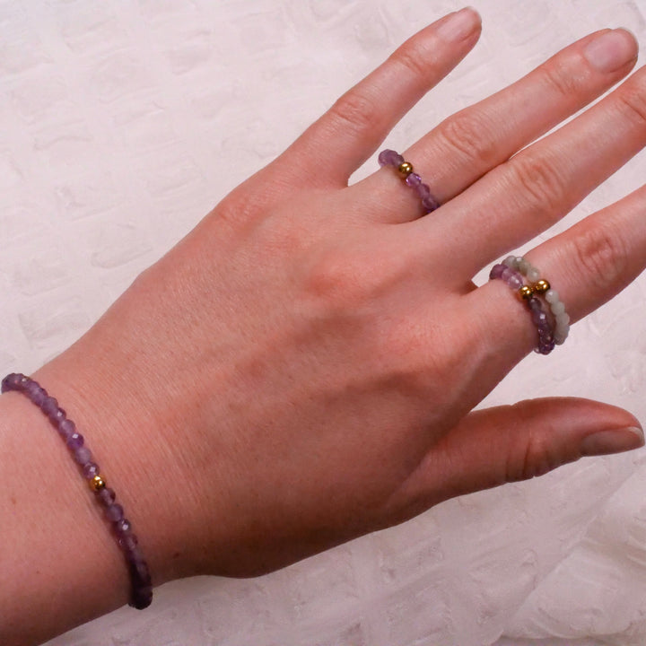 Amethyst Ring with Gold Plated Pearl