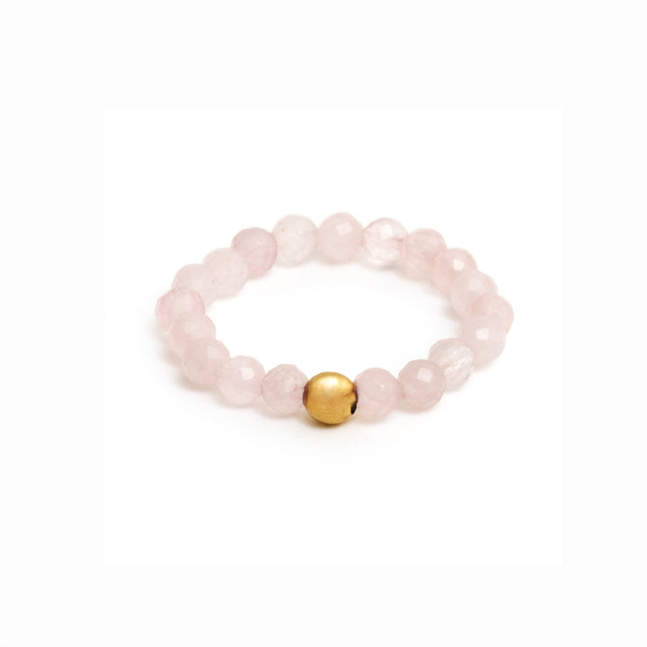 Rose Quartz Ring with Gold Plated Pearl