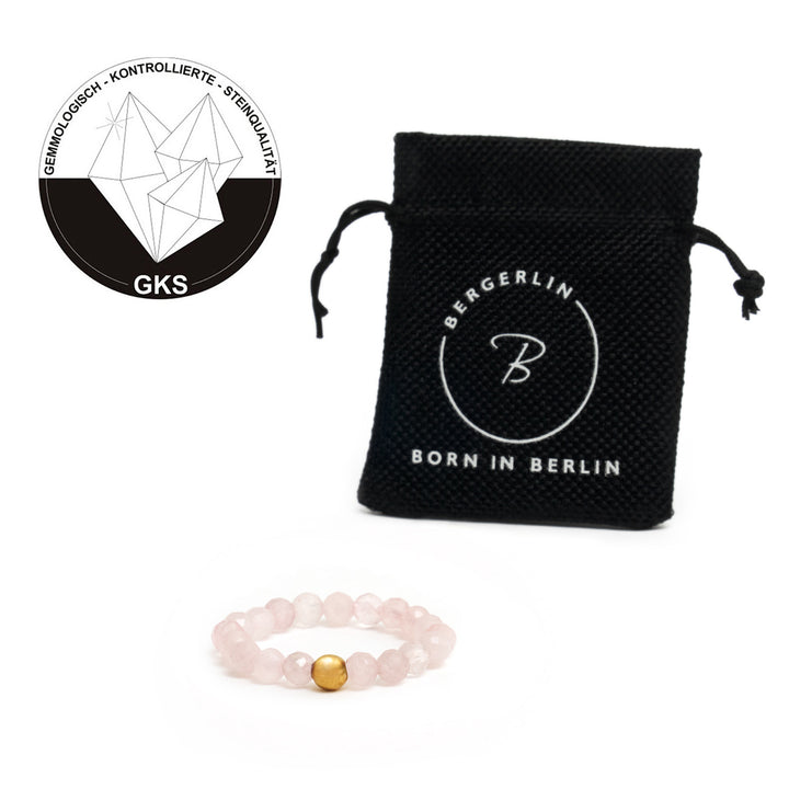 Rose Quartz Ring with Gold Plated Pearl