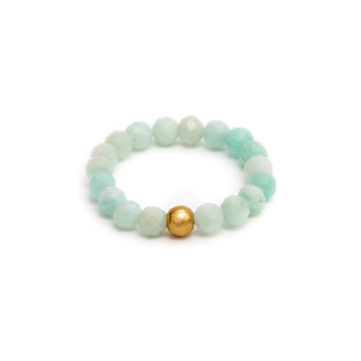 Amazonite Ring with Gold Plated Pearl
