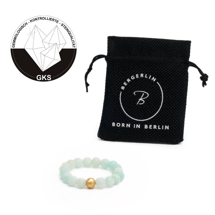 Amazonite Ring with Gold Plated Pearl