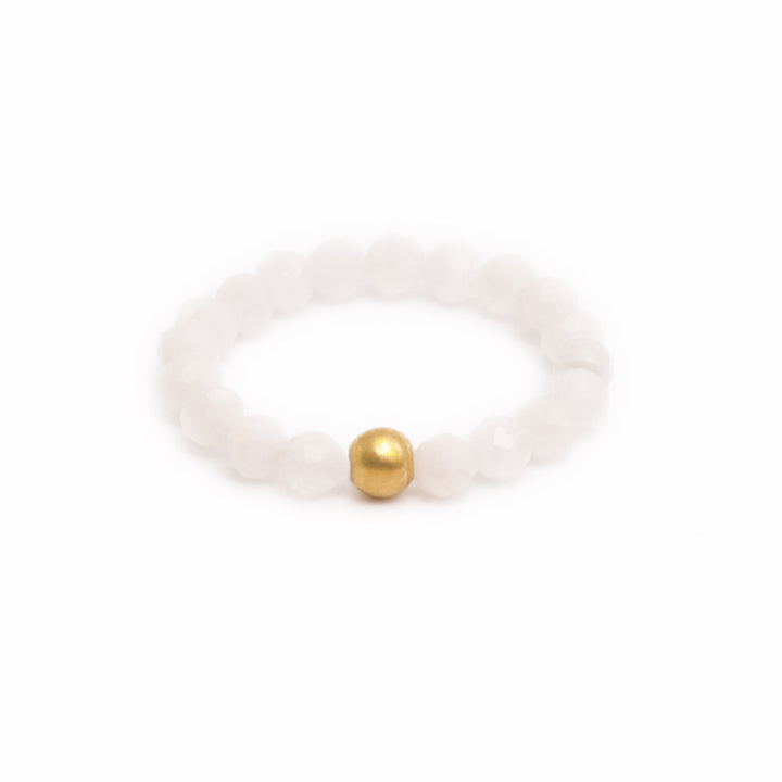 Moonstone Ring with Gold Plated Pearl