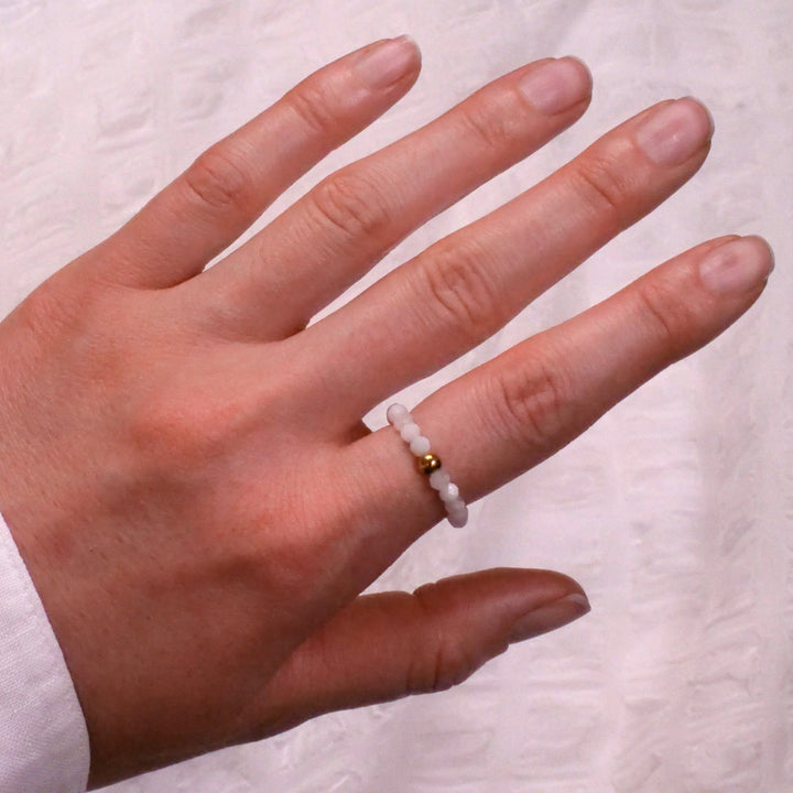 Moonstone Ring with Gold Plated Pearl