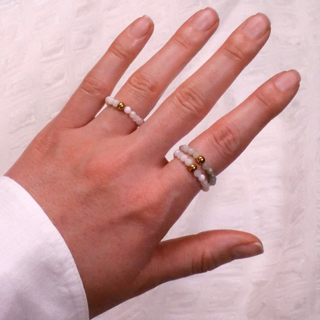 Moonstone Ring with Gold Plated Pearl