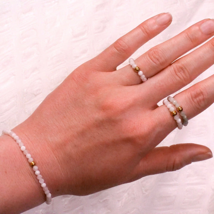 Moonstone Ring with Gold Plated Pearl