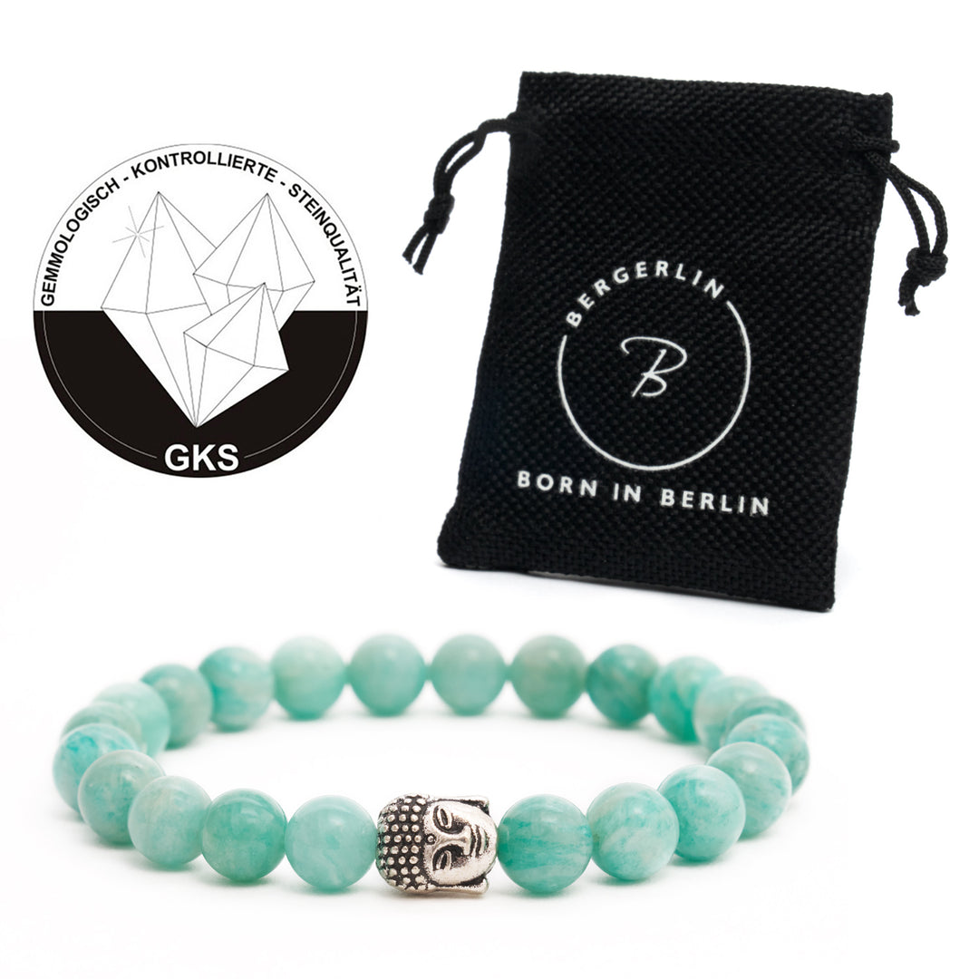 Amazonit Naturstein Buddha Perlen Armband