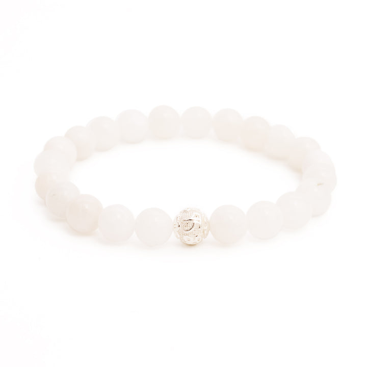 Mondstein (Labradorit) Naturstein Perlen Armband mit Silberperle