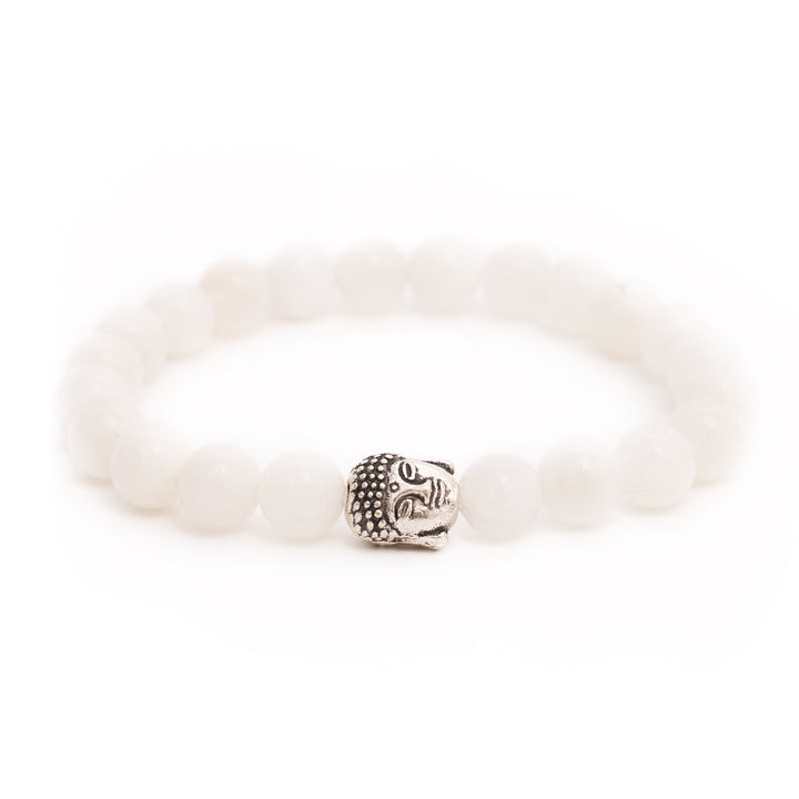 Mondstein (Labradorit) Naturstein Buddha Perlen Armband