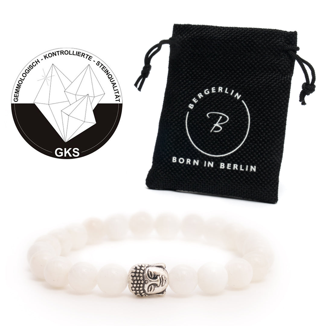 Mondstein (Labradorit) Naturstein Buddha Perlen Armband