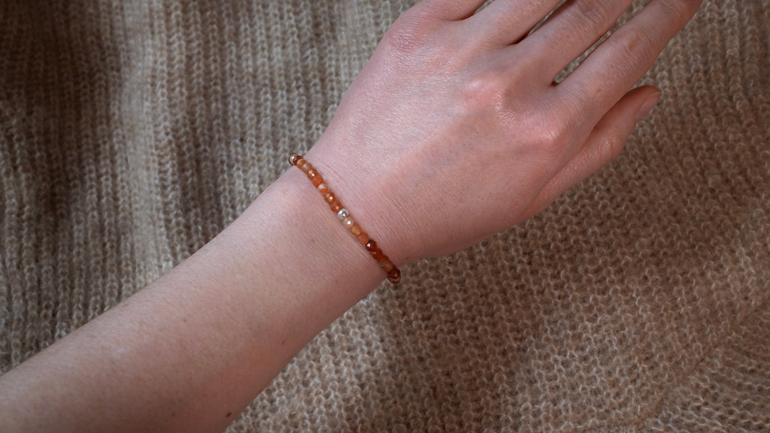 Karneol Naturstein Armband mit Silberperle