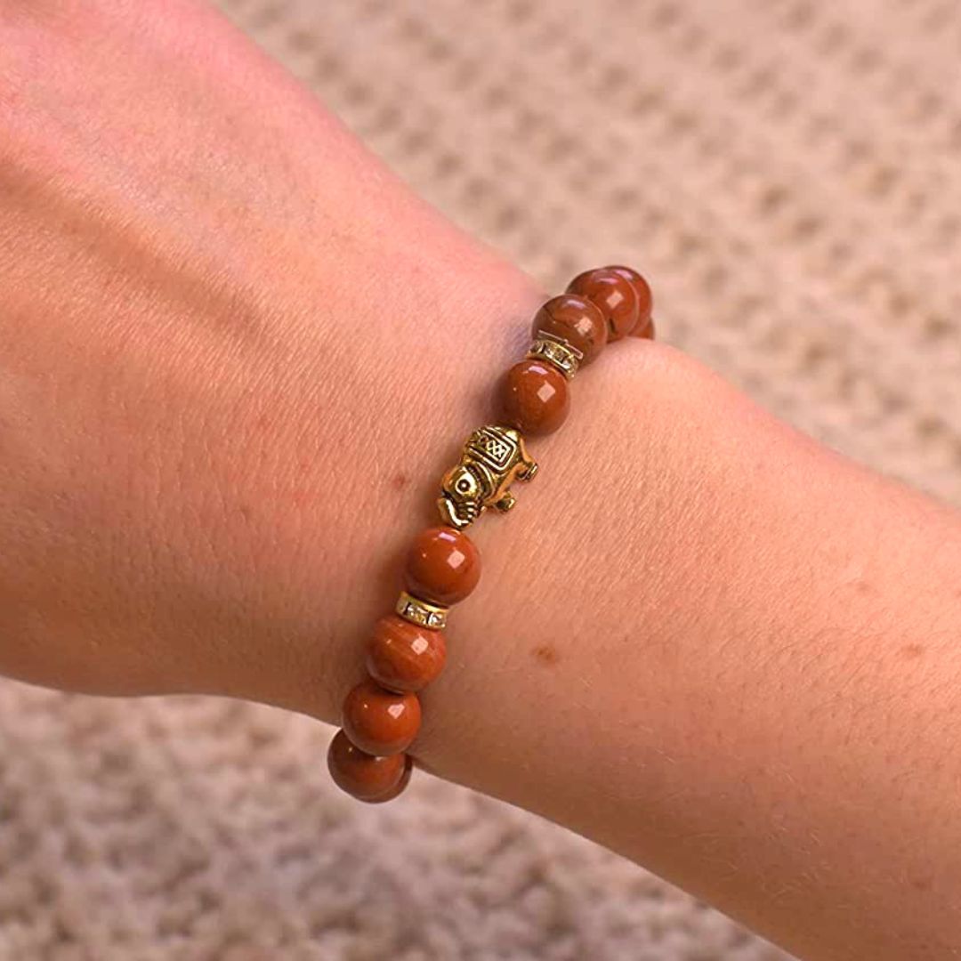 Jaspis Naturstein Elefanten Perlen Armband