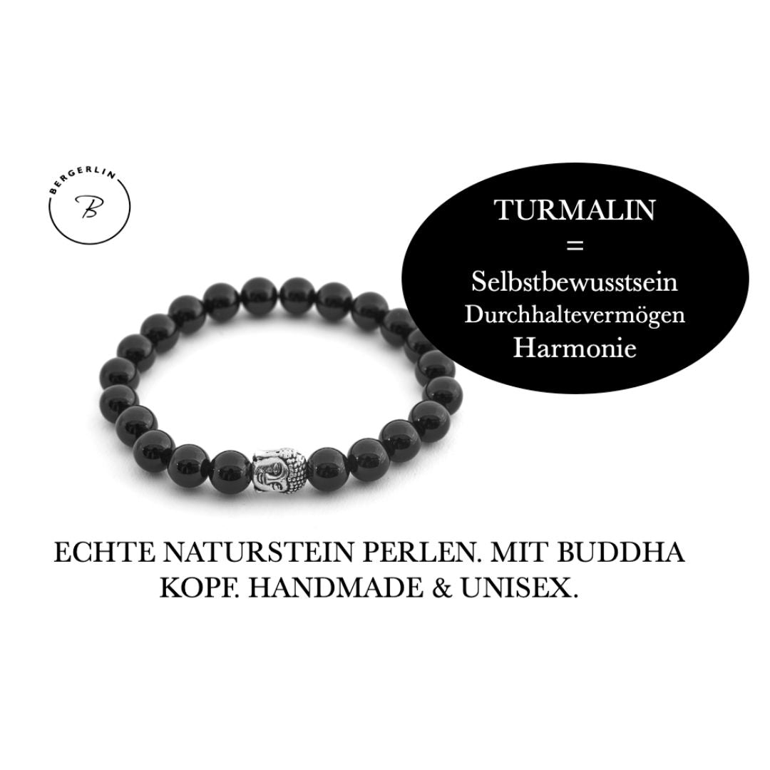 Turmalin Naturstein Buddha Perlen Armband