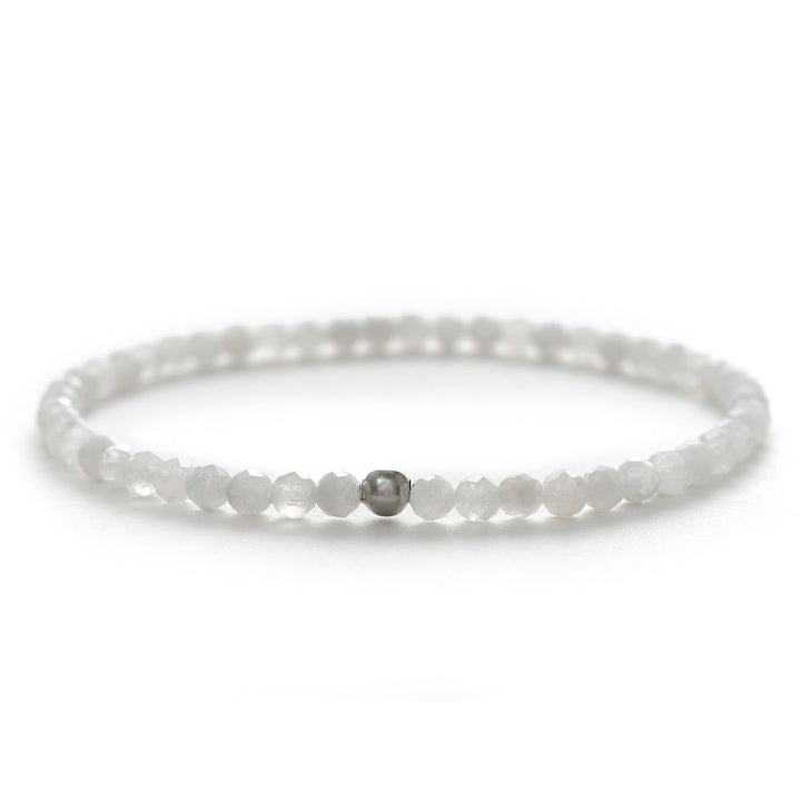 Mondstein (Labradorit) Naturstein Perlen Armband mit Silberperle